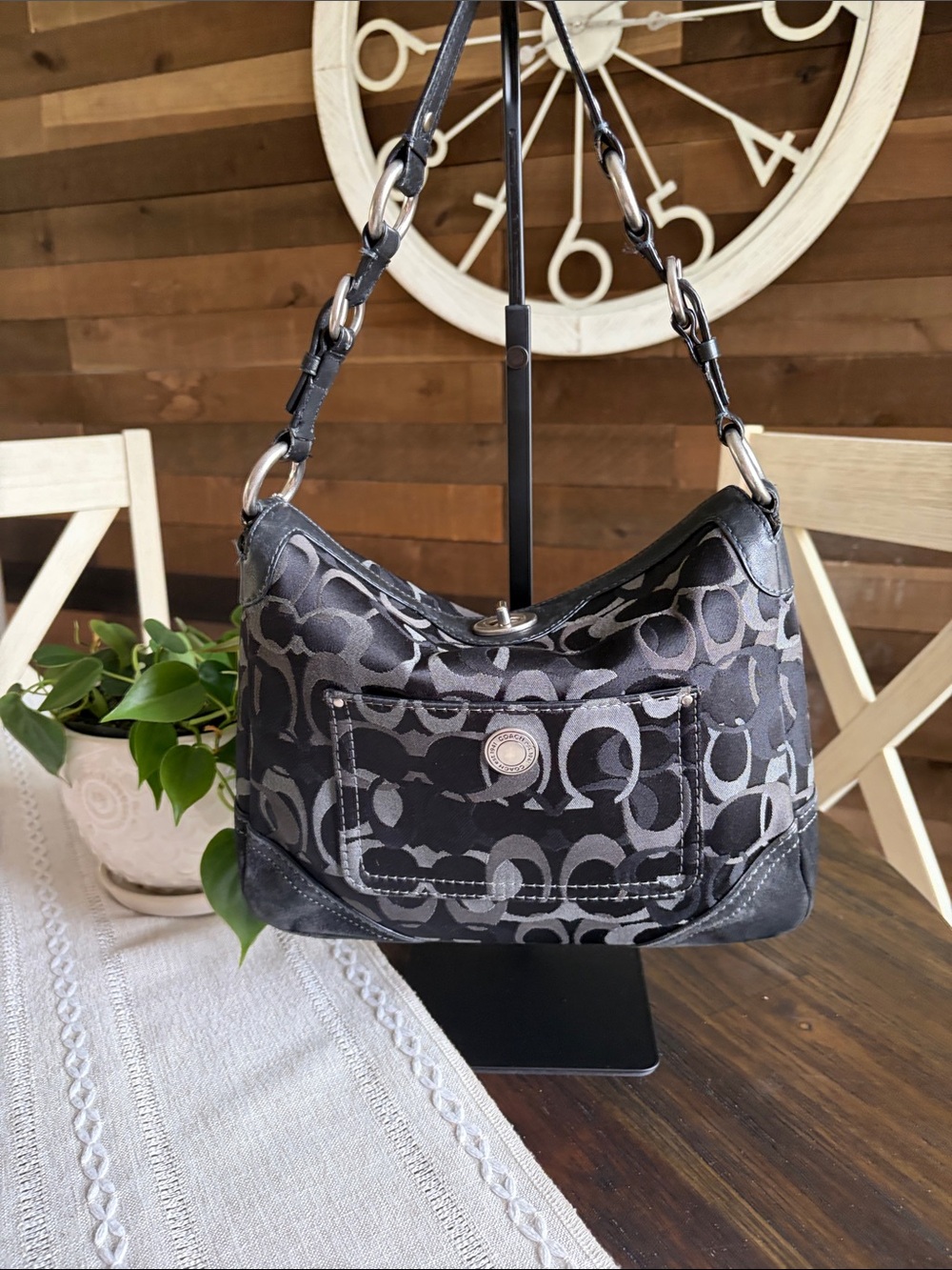 Vintage Coach Chelsea Optic Signature Shoulder Bag 2006